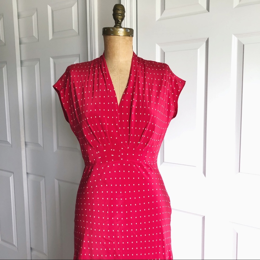 J. Peterman Red Silk Dress